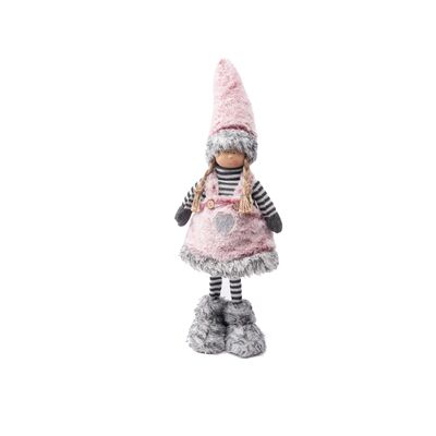 Figurka tekstylna stojące dziecko różowo-szara 45 cm