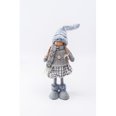 Figurka tekstylna stojące dziecko błękitno-szara 45 cm