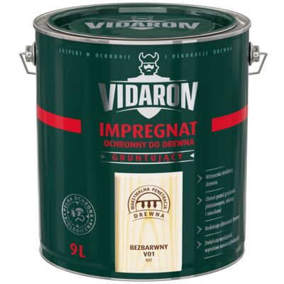 Impregnat Ochronny do drewna Gruntujący bezbarwny 9l VIDARON
