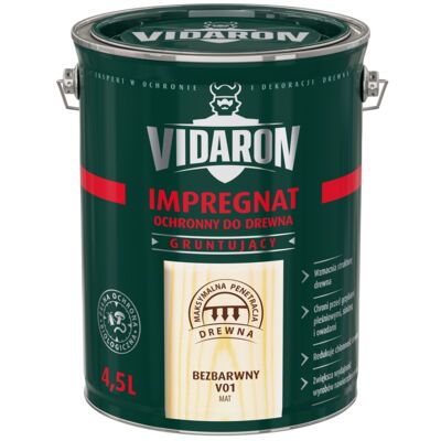 Impregnat Ochronny do drewna Gruntujący bezbarwny 4,5l VIDARON
