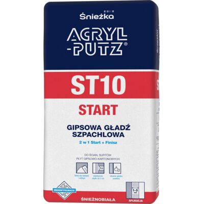 Zdjęcie gipsowa gładź szpachlowa 2w1 start + finisz st10 start 5 kg acryl putz