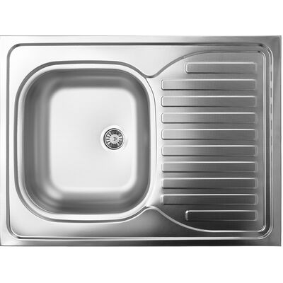 Zlewozmywak  60 nakładany 1-komorowy z ociekaczem 60 x 80 cm stalowy Kuchinox