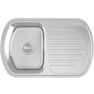 Zlewozmywak  Jasper wpuszczany 1-komorowy z ociekaczem 49 x 77 cm stalowy Kuchinox