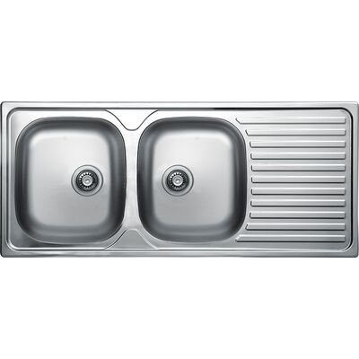 Zlewozmywak  Orion wpuszczany 2-komorowy z ociekaczem 50 x 116 cm stalowy Kuchinox