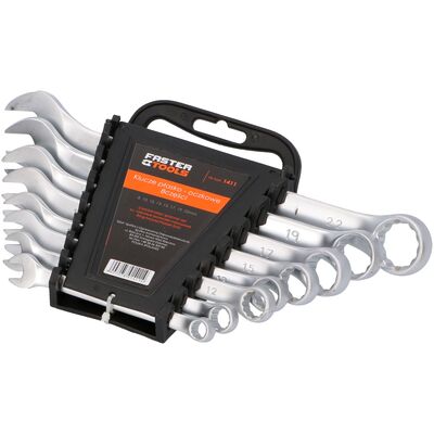Klucze płasko-oczkowe satyna 8 szt. FASTER TOOLS