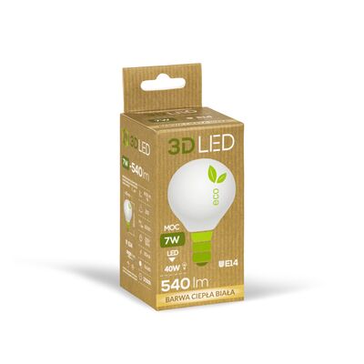 Żarówka ledowa 3LED kulka E-14 7W barwa ciepła
