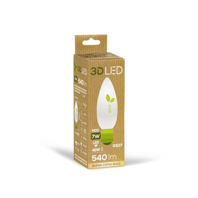 Żarówka ledowa 3LED świeczka E-27 7W barwa ciepła