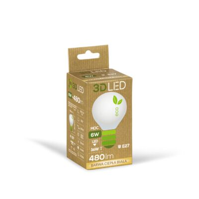 Żarówka ledowa 3LED kulka E-27 6W barwa ciepła