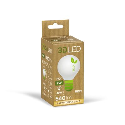 Żarówka ledowa 3LED kulka E-27 7W barwa ciepła