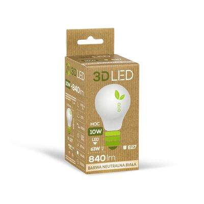 Żarówka ledowa 3LED tradycyjna E-27 10W barwa neutralna