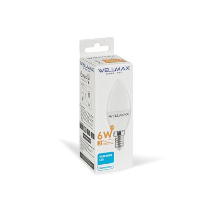Żarówka ledowa Wellmax Samsung świeczka LED E-14 6W barwa ciepła