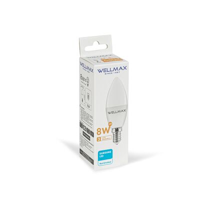 Żarówka ledowa Wellmax Samsung świeczka LED E-14 8W barwa ciepła