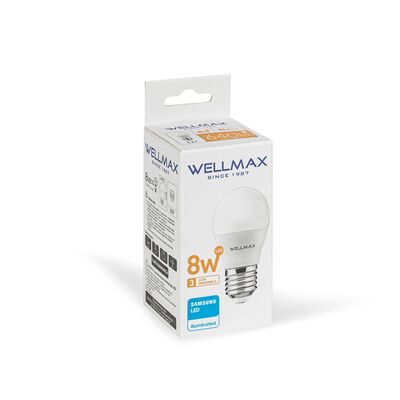 Żarówka ledowa Wellmax Samsung kulka LED E-27 8W barwa ciepła