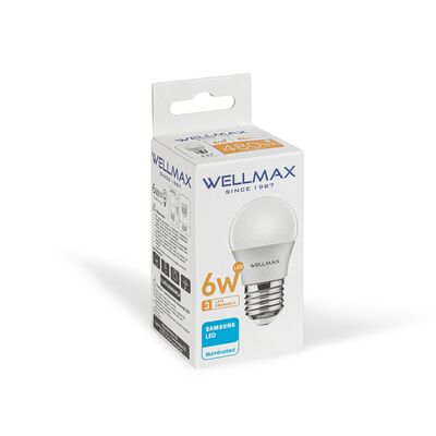 Żarówka ledowa Wellmax Samsung kulka LED E-27 6W barwa ciepła