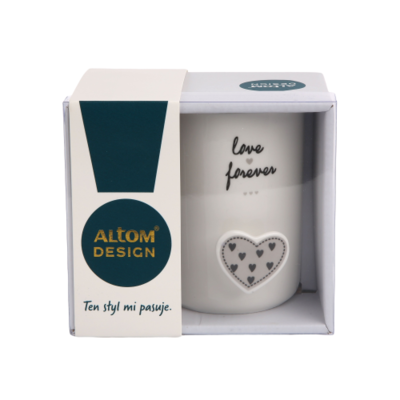Kubek Forever Love 360 ml dekoracja szare serce Giftbox