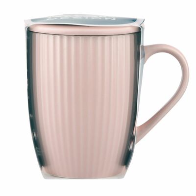 Kubek baryłka Ballerina różowy 300 ml z zaparzaczem i pokrywką