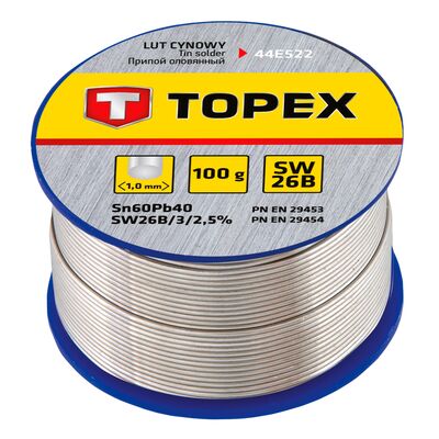 Lut cynowy 60% Sn drut 1,0 mm 100 g TOPEX