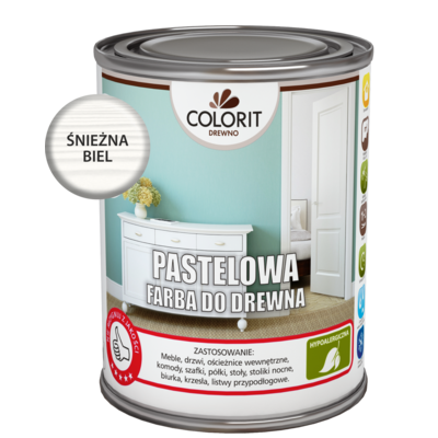 Pastelowa farba do drewna Śnieżna biel 0,75 l Colorit Drewno