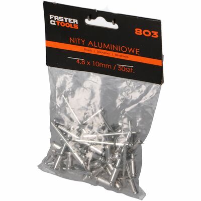 Nity aluminiowe 4,8 x 10 mm 50 sztuk FASTER TOOLS
