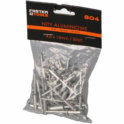 Nity aluminiowe 4,8 x 15 mm 50 sztuk FASTER TOOLS