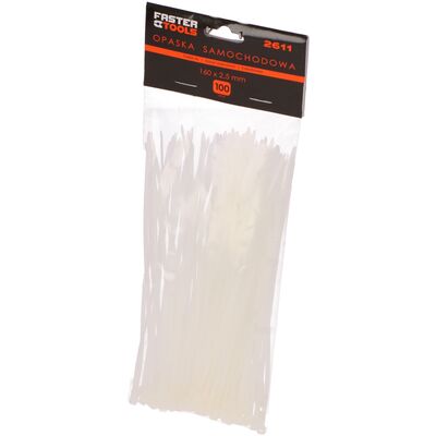 Komplet opasek samochodowych białych 160 x 2,5 mm FASTER TOOLS