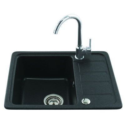 Zlewozmywak 1-komorowy LEMON 57 x 45 dior gray z baterią