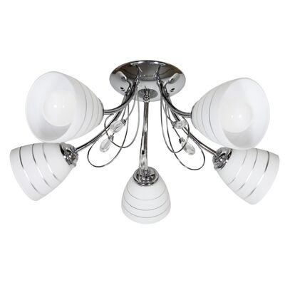 Lampa wisząca SIMPLI 5x40W E27 chrom z kryształkiem + klosz z paskiem CANDELLUX