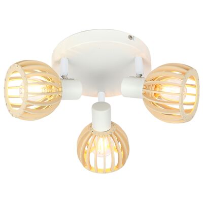Plafon ATARRI 3x25W E14 biały+drewno CANDELLUX