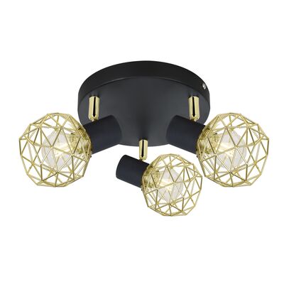 Plafon ACROBAT 3x40W E14 czarny klosz złoty CANDELLUX