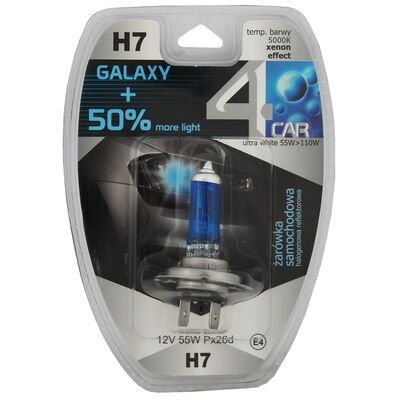Żarówka samochodowa H7 12V BLUE GALAXY +50% 4CAR