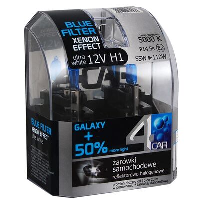 Zestaw żarówek samochodowych H1 12V BLUE GALAXY +50% 4CAR