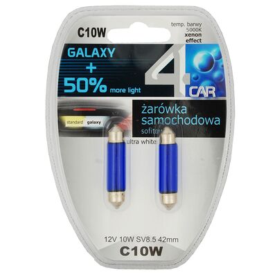 Zestaw żarówek samochodowych C10W 12V 10W rurka 42 BLUE GALAXY 4CAR