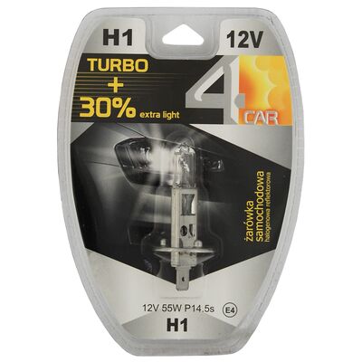 Żarówka samochodowa H1 12V TURBO +30% 4CAR