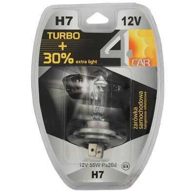 Żarówka samochodowa H7 12V TURBO +30% 4CAR