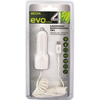 Ładowarka samochodowa USB + Micro USB 2,1A z kablem 4CAR