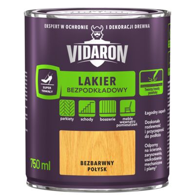 Lakier Bezpodkładowy połysk bezbarwny 0,75 l VIDARON