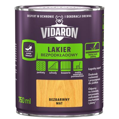 Lakier Bezpodkładowy mat bezbarwny 0,75 l VIDARON