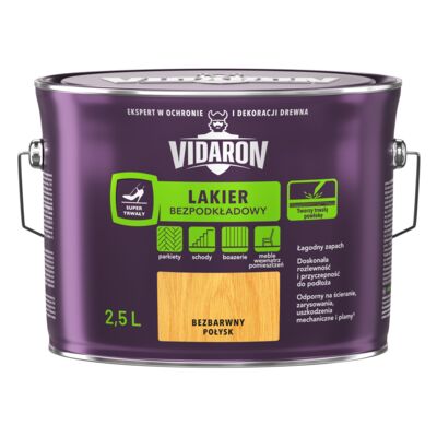 Lakier Bezpodkładowy połysk bezbarwny 2,5 l VIDARON