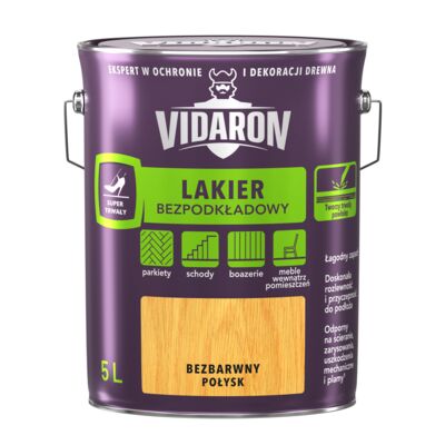 Lakier Bezpodkładowy połysk bezbarwny 5 l VIDARON