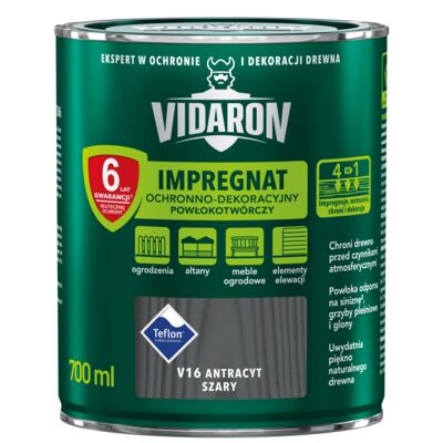 Impregnat Powłokotwórczy Ochronno-Dekoracyjny Antracyt Szary V16 0,7 l VIDARON