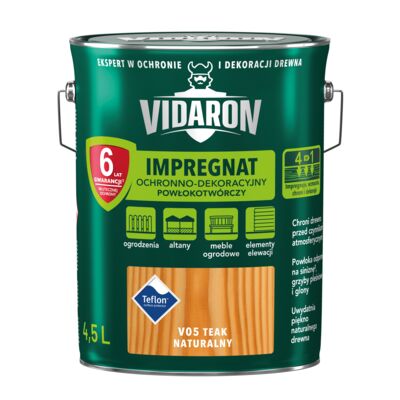 Impregnat Powłokotwórczy Ochronno-Dekoracyjny Teak Naturalny V05 4,5 l VIDARON