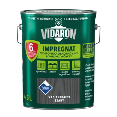 Impregnat Powłokotwórczy Ochronno-Dekoracyjny Antracyt Szary V16 4,5 l VIDARON