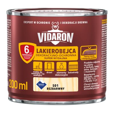 Lakierobejca Dekoracyjno-Ochronna Super Wydajna S01 bezbarwny 0,2 l VIDARON