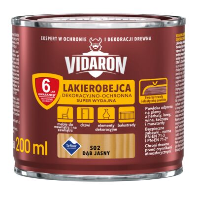 Lakierobejca Dekoracyjno-Ochronna Super Wydajna S02 Dąb Jasny 0,2 l VIDARON