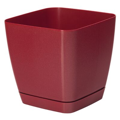 Doniczka TOSCANA 22 cm kwadratowa czerwony metaliczny