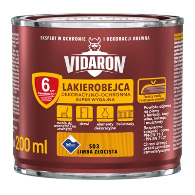 Lakierobejca Dekoracyjno-Ochronna Super Wydajna S03 Limba Złocista 0,2 l VIDARON