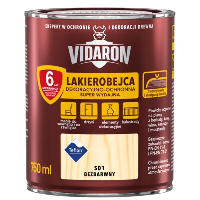 Lakierobejca Dekoracyjno-Ochronna Super Wydajna S01 bezbarwny 0,75 l VIDARON