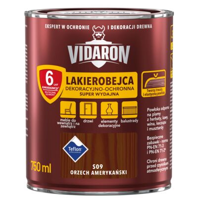 Lakierobejca Dekoracyjno-Ochronna Super Wydajna S09 Orzech Amerykański 0,75 l VIDARON