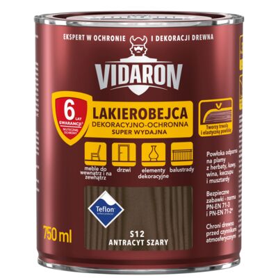 Lakierobejca Dekoracyjno-Ochronna Super Wydajna S12 antracyt szary 0,75 l VIDARON