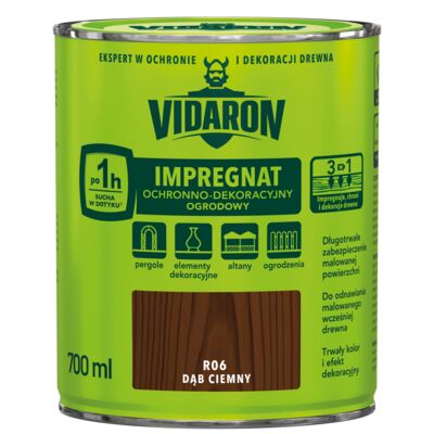Impregnat Ochronno-Dekoracyjny Ogrodowy R06 Dąb Ciemny 0,7l VIDARON